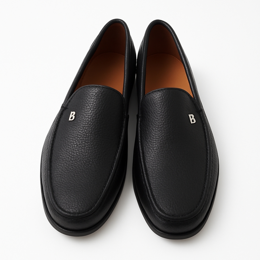 Bally Salfano Black Leather Slip-On Loafers